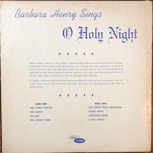 Barbara Henry Sings O Holy Night Vinyl Lp - Picture 4 of 7